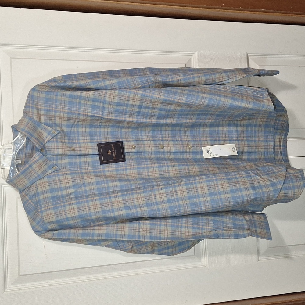 Austin Reed button down plaid shirt - XL - plaid blue beige orange